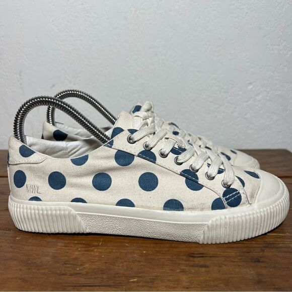 Madewell Sidewalk Low-Top White Blue Sneakers in Polka Dot 6.5M - Picture 6 of 11